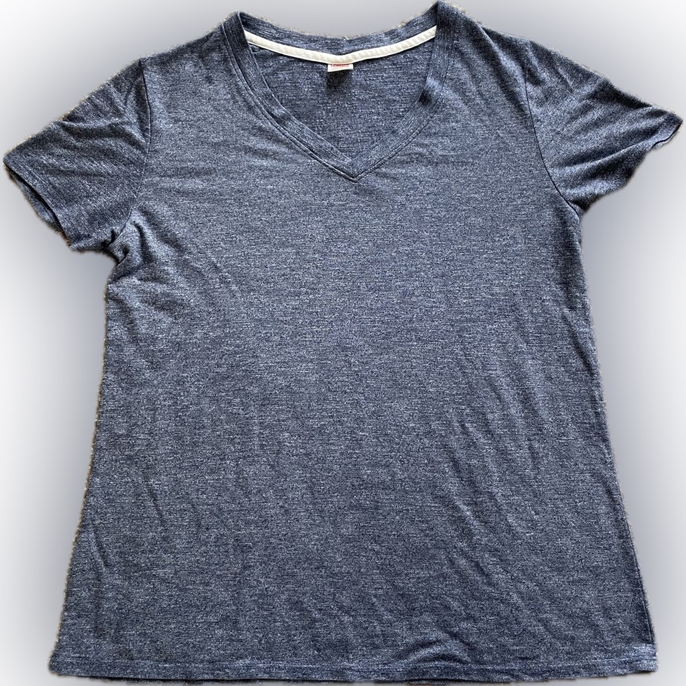 HOMAGE Heather Navy V-Neck Short Sleeve Tee